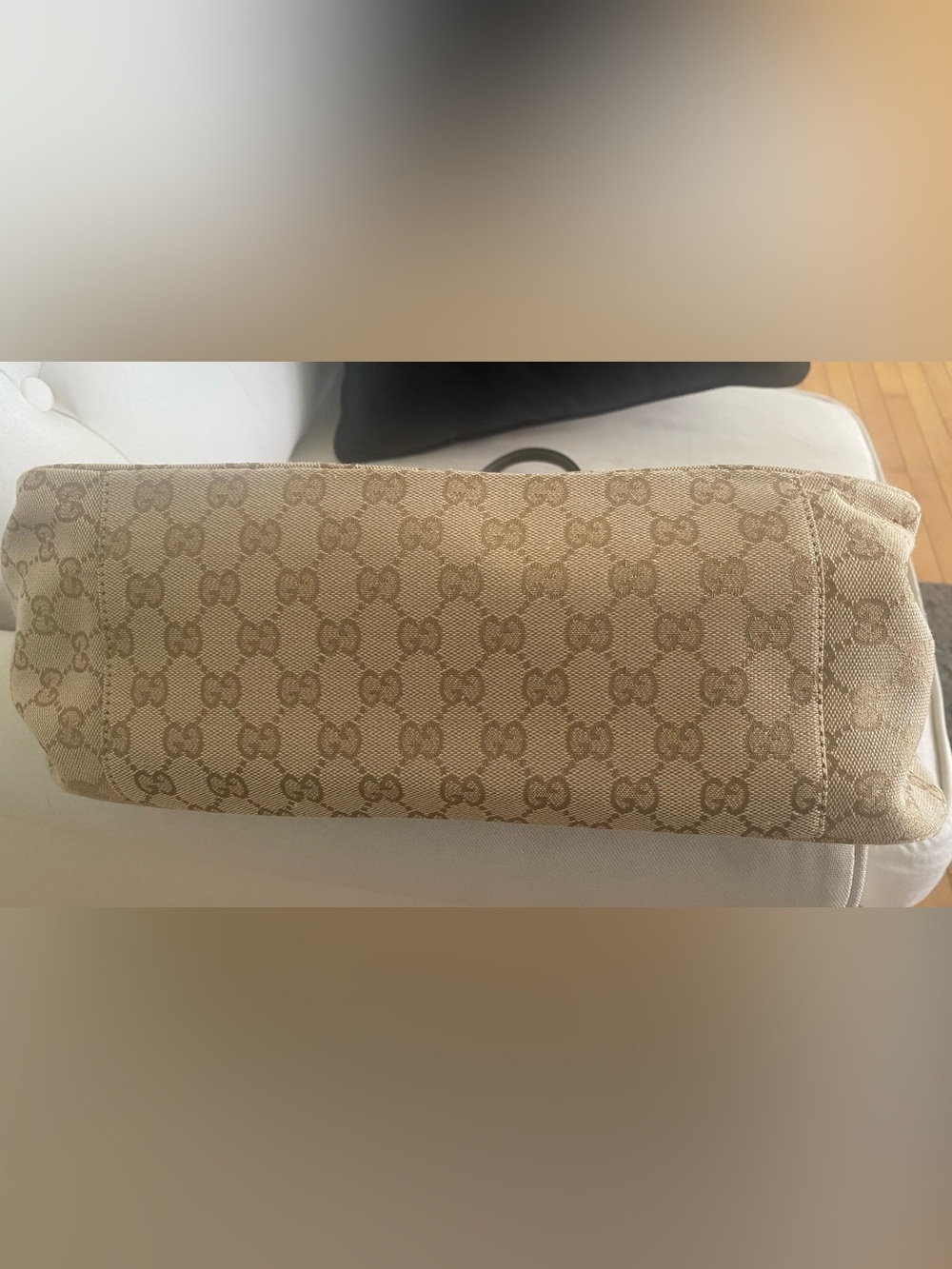 Gucci Tan Beige Monogram Canvas Tote